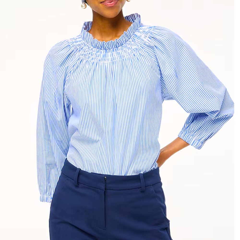 NWT striped smock neck top